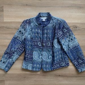 Molly & Maxx petite blue paisley zipper jacket